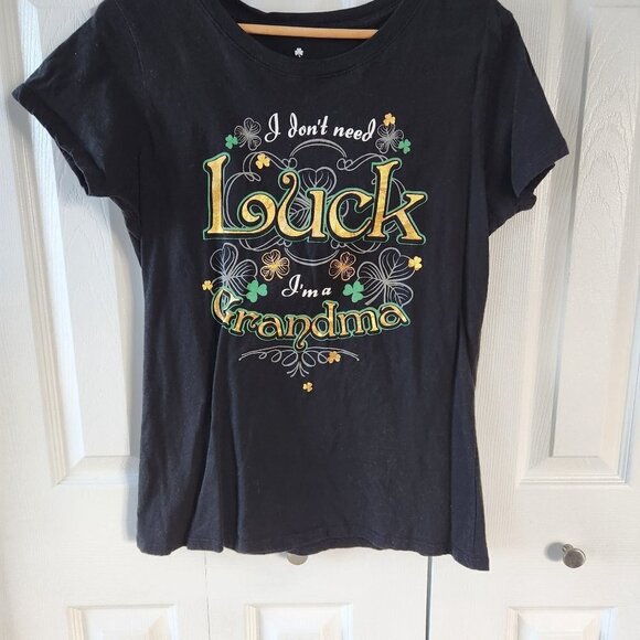 4/$25 Unbranded Black Short Sleeve T-Shirt I Don't Need Luck I'm A Grand… - Picture 7 of 7